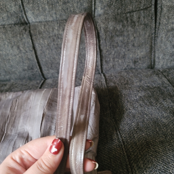 Vintage 80s Eel Skin Leather Shoulder Bag - Picture 4 of 14